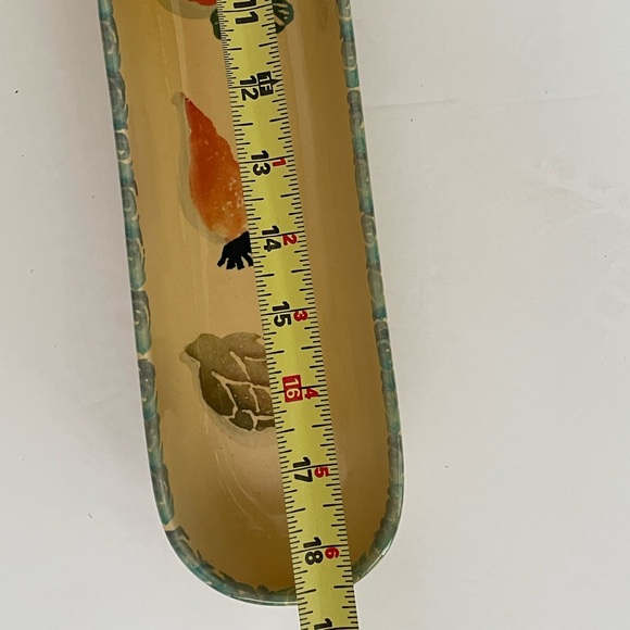 Hand Painted Italian Glazed Clay Appetizer   Crudite Cracker Long Serving Dish - Picture 5 of 8